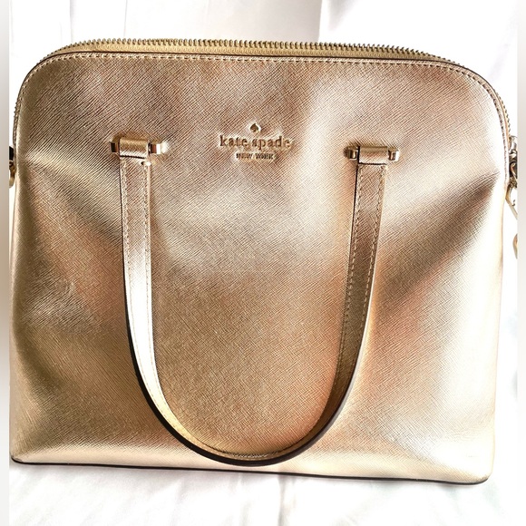 kate spade Handbags - Kate Spade Medium Dome Satchel metallic gold purse
